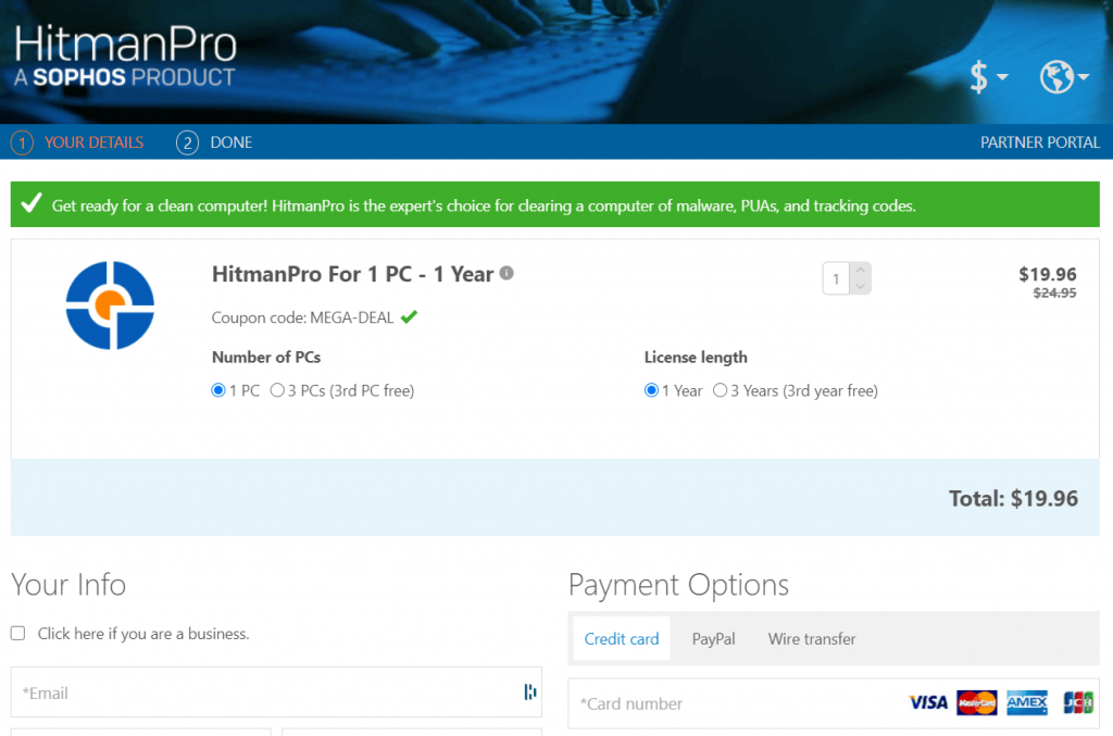 HitmanPro Coupon Code Activated